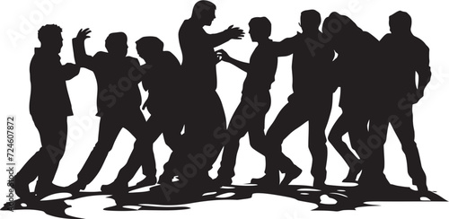 Clash of Shadows Black Vector Fighting Icon Dark Brawl Group Battle Logo in Vector