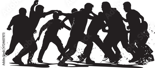 Nightfall Fray Group Fighting Icon Design Abyssal Assault Black Vector Combat Symbol