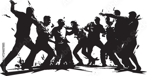 Noir Skirmish Black Vector Brawl Emblem Obsidian Clash Group Fighting Icon Design