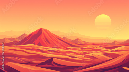 Desert Landscape with a Grainy Gradient Mirage  where Illusion and Reality Merge.