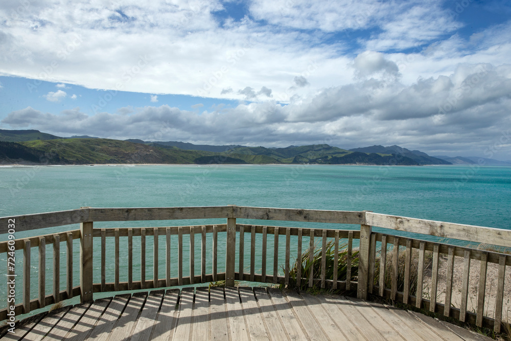 Viewing poit at Castle point coast New Zealand. Pacific Ocean.