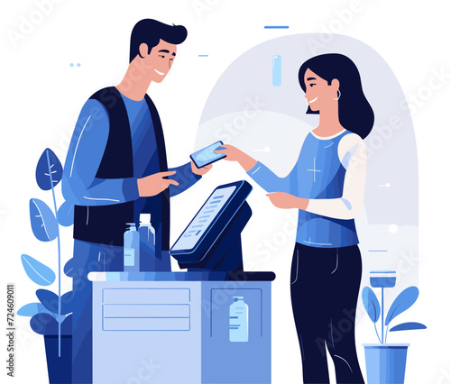 cashless contactless payment at the store checkout