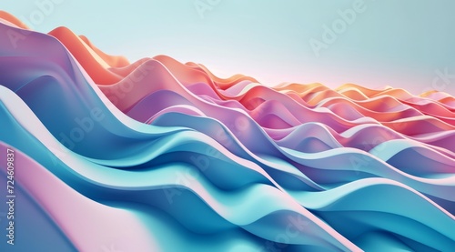 Gradient colorful abstract wallpaper with multicolored wavy surfaces.
