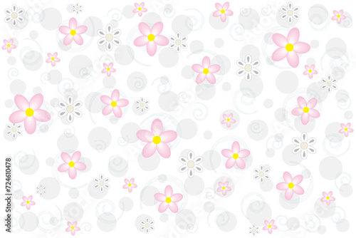 Illustration  pattern of flower with circle and line on white background.