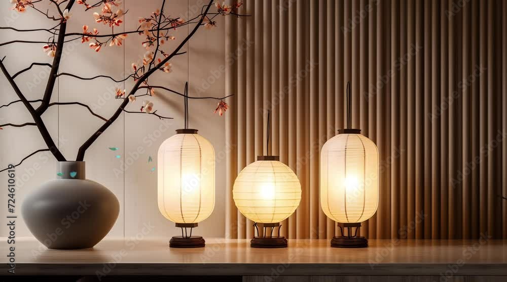 Chinese New Year decoration lanterns Seamless looping 4k time-lapse virtual video animation background. Generated AI Chinese New Year decoration lanterns Seamless looping 4k time-lapse virtual video animation background. Generated AI