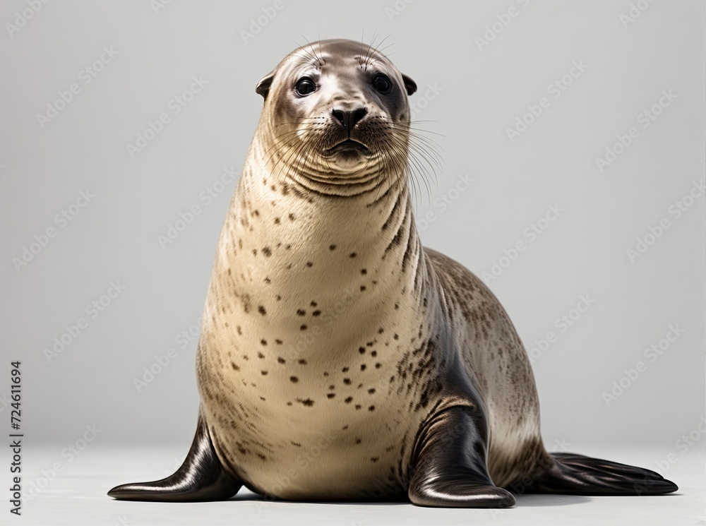 Fototapeta premium Studio Shot: Sea Lion in White
