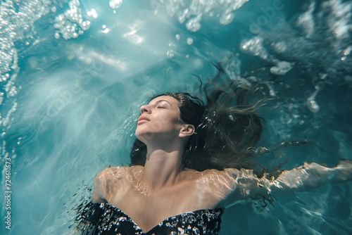 Woman with her head hanging in the water.  © Marraco