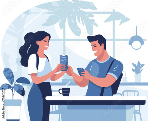 contactless payment in a cafe