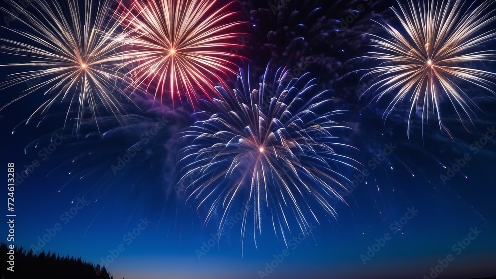 Fototapeta premium festive fireworks in the night sky