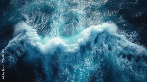 Aerial Capture of Majestic Ocean Waves in Motion. AI generated image