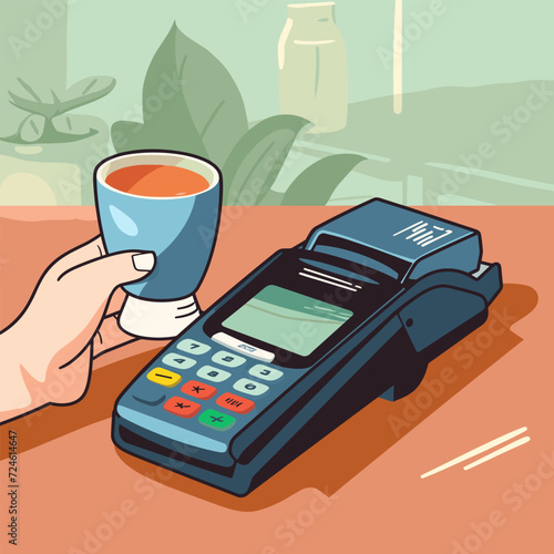 contactless payment in a cafe