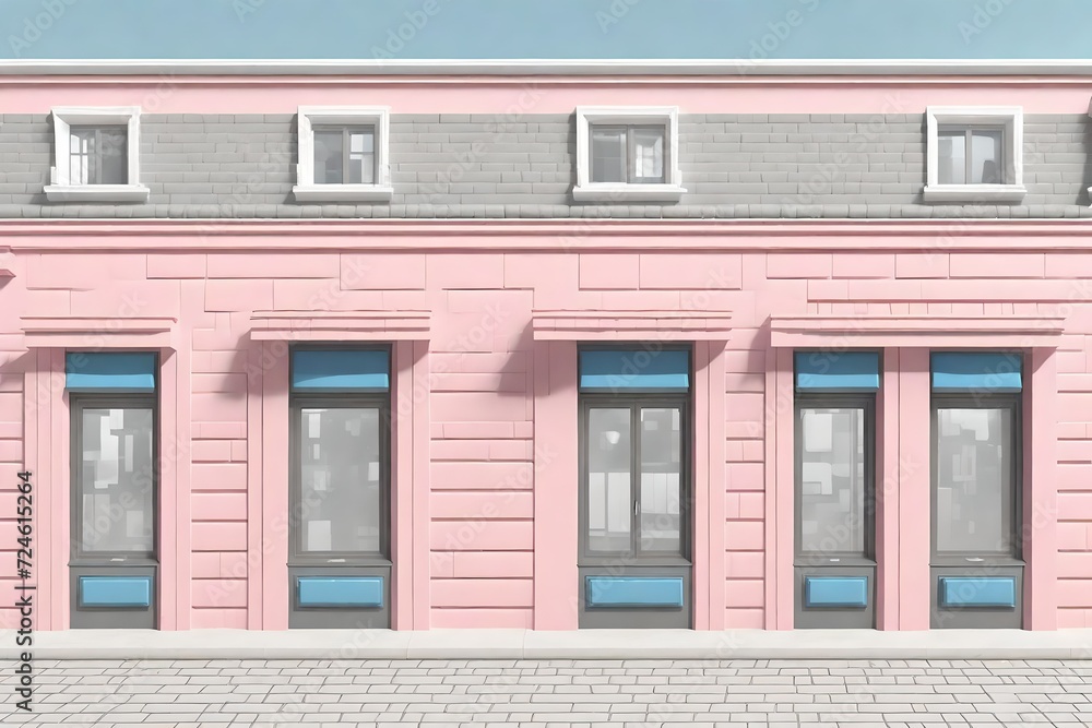 cute pink little chic boutique facade , storefront template