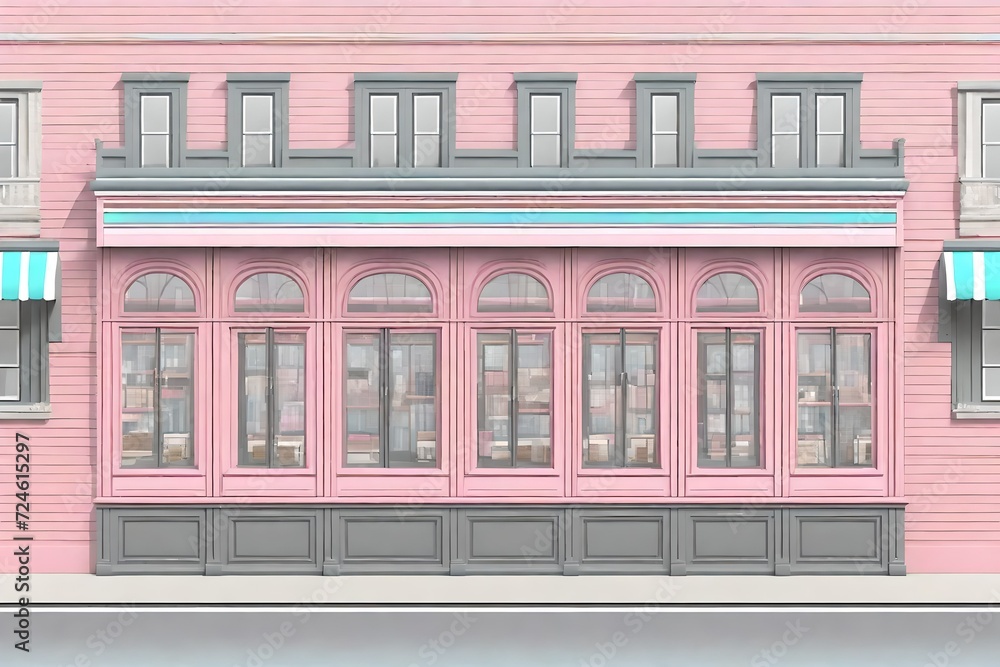 cute pink little chic boutique facade , storefront template