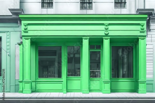 little chic green boutique facade , storefront template © eric