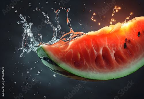 Watermelon with water splash food photo