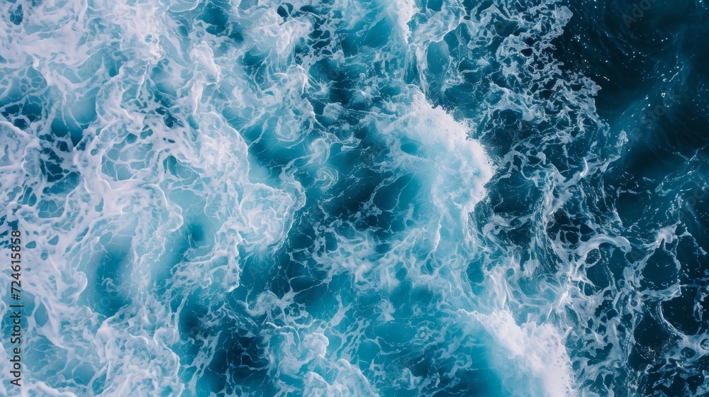 Top view of blue frothy sea surface. Top view of blue frothy sea surface.