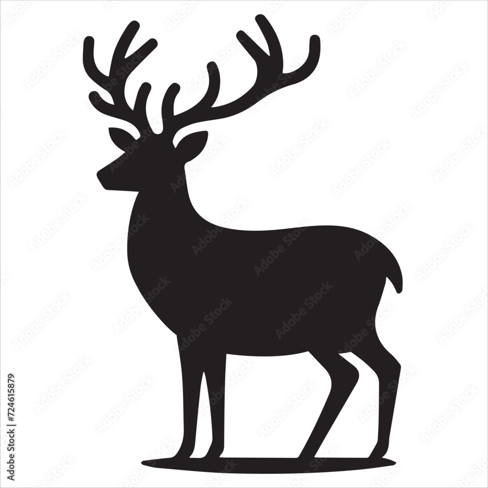 Obraz premium Deer Silhouettes black and white Deer vector Pro Vector