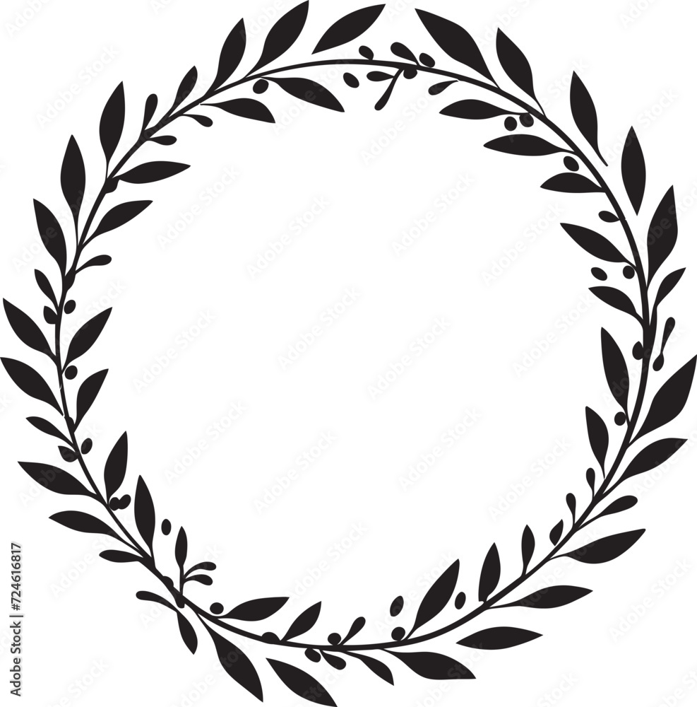 Nightly Nature Doodle Leaves in Dark Design Carbon Crown Vector Leaves Wreath Symbol Nightly Nature Doodle Leaves in Dark Design Carbon Crown Vector Leaves Wreath Symbol
