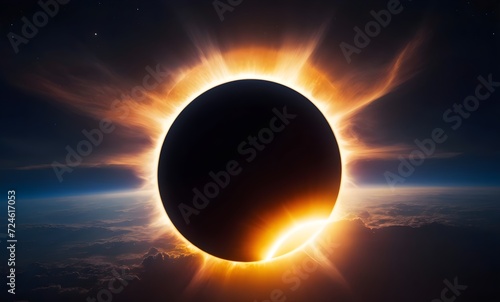A natural view of a total solar eclipse, an eclipse of the sun and the moon, solar eclipse, sun, moon, earth A natural view of a total solar eclipse, an eclipse of the sun and the moon 