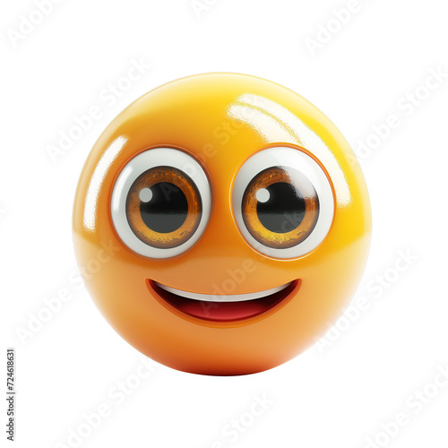 3d icon smiling face with big eyes emoji isolated on transparent background