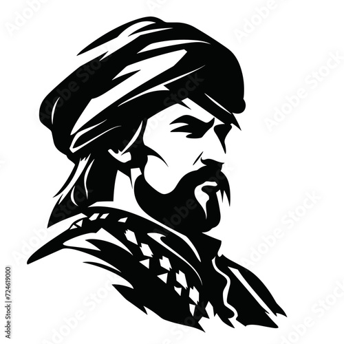 Silhouette of a man in a Turkish turban