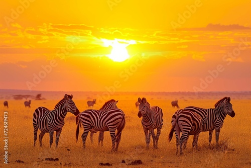 Zebras in the  African savanna