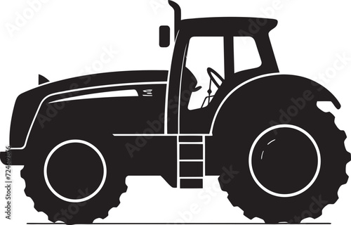 Harvest Heroics Powerful Tractor Emblem in Black Rural Raider Modern Tractor Icon Design