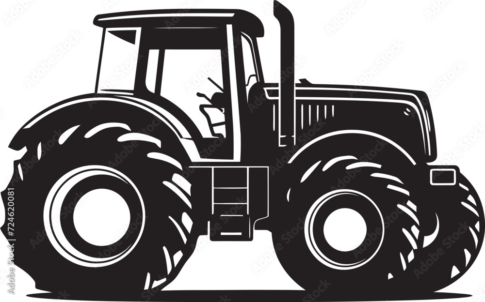 Obraz premium Farm Forge Black Tractor Logo Vector Design Rural Renegade Powerful Tractor Icon in Black