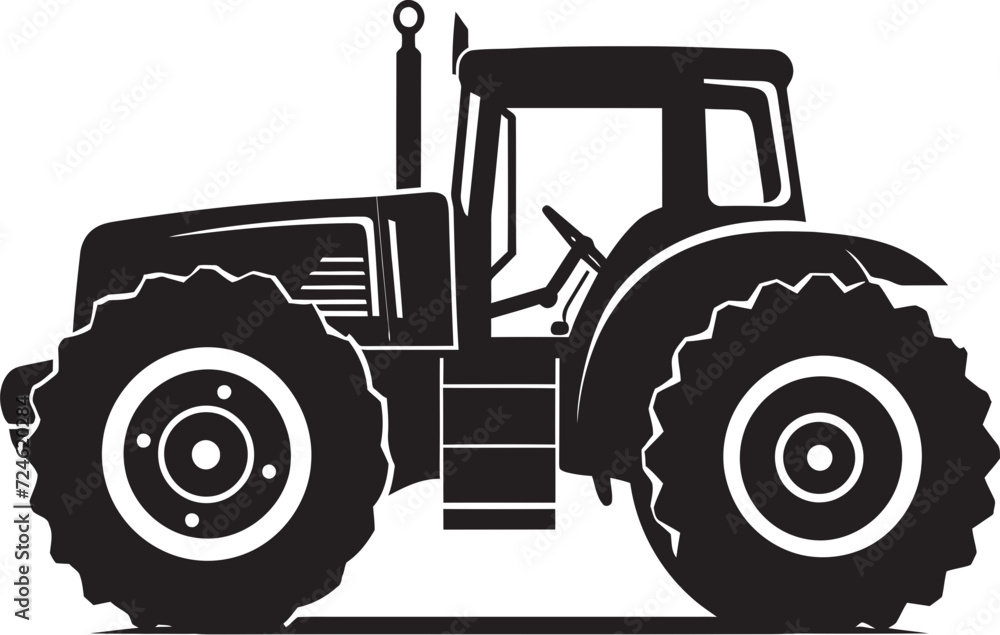 Agrarian Ace Black Tractor Vector Logo Design Icon Farm Fury Powerful Tractor Emblem in Black
