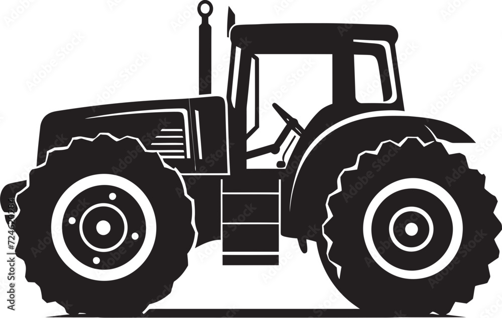 Obraz premium Agrarian Ace Black Tractor Vector Logo Design Icon Farm Fury Powerful Tractor Emblem in Black