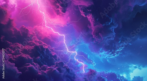 Thunderstorm flash. Flash of lightning. Natural light effect photo