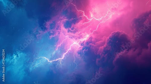 Thunderstorm flash. Flash of lightning. Natural light effect