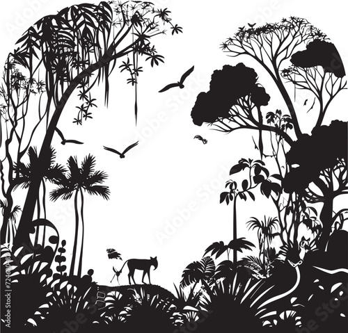 Noir Nook Black Jungle Icon Vector Eclipse Eden Midnight Jungle Emblem
