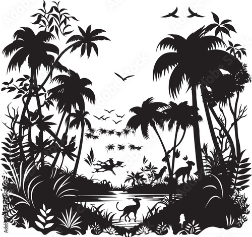 Midnight Safari Shadowy Jungle Logo Eclipse Eden Blackened Jungle Icon Design