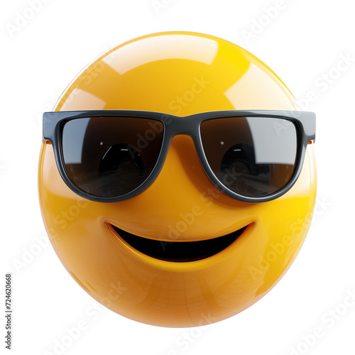 3d icon grinning face with sunglasses emoji isolated on transparent background