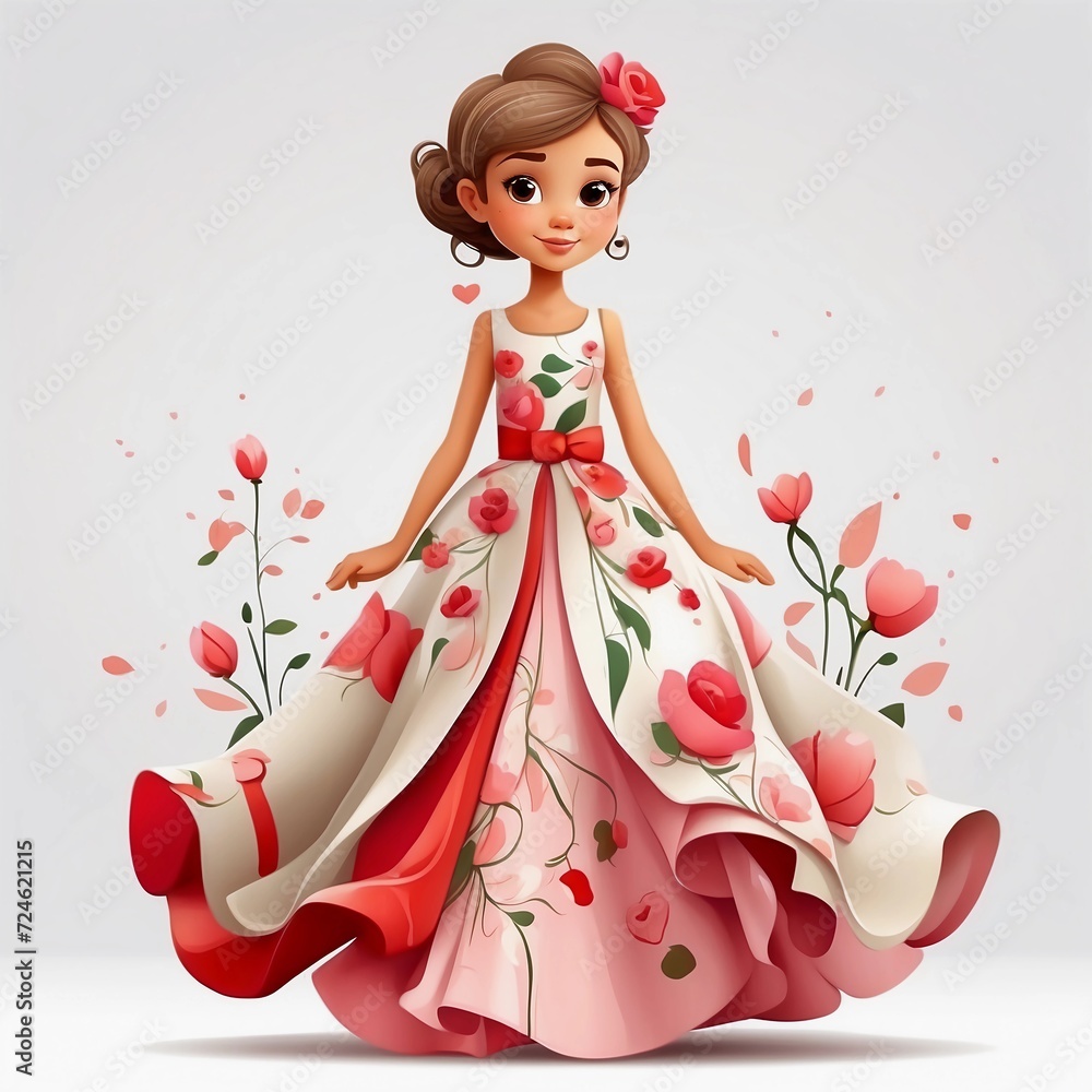 Fototapeta premium floral gown illustrations with cartoon style