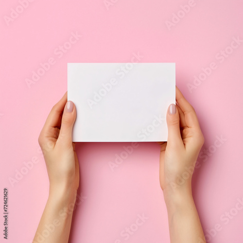 Female hands holding blank paper