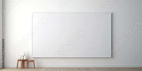 A blank white canvas in a minimalist room is a focal point for reflection.
