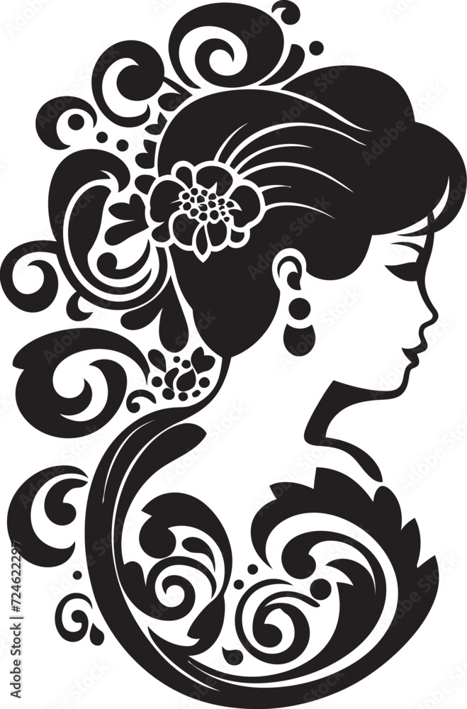 Floral Elegance Essence Black Vector Logo 