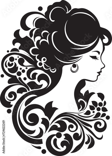 Elegant Flora Fusion Vintage Woman Emblem Vintage Floral Vision Womans Face Logo