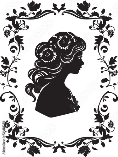Floral Elegance Essence Black Vector Logo Elegant Flora Fusion Vintage Woman Emblem © BABBAN