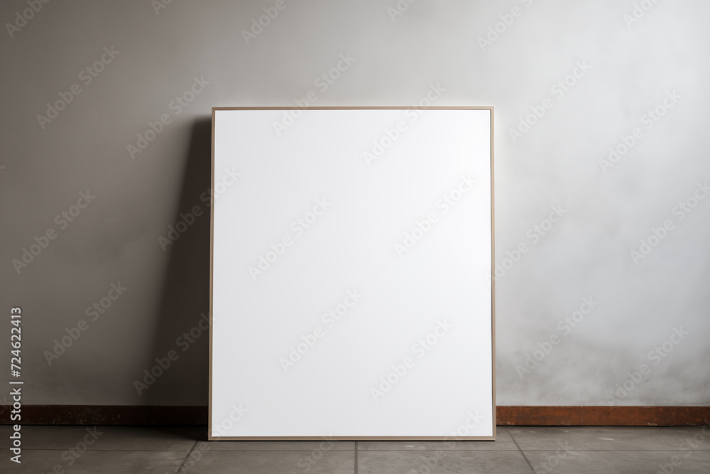 A blank canvas leaning against the wall, casting a shadow A blank canvas leaning against the wall, casting a shadow