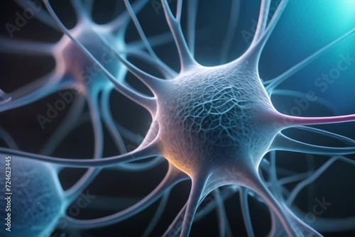 Concept of work of nerve cells and nerve endings in the brain photo