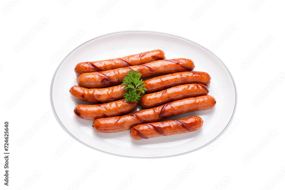 A plate of plant-based sausages, the delicate strokes bringing out the juicy and appetizing look transparent background Png. Ai generated A plate of plant-based sausages, the delicate strokes bringing out the juicy and appetizing look transparent background Png. Ai generated