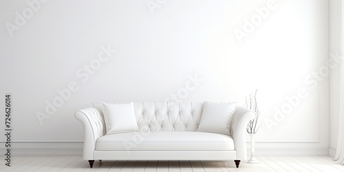 White couch alone on white. photo