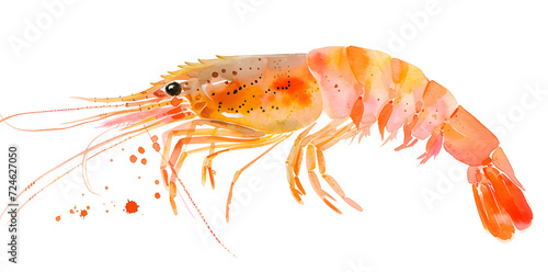 Shrimp in watercolor style isolated on white background