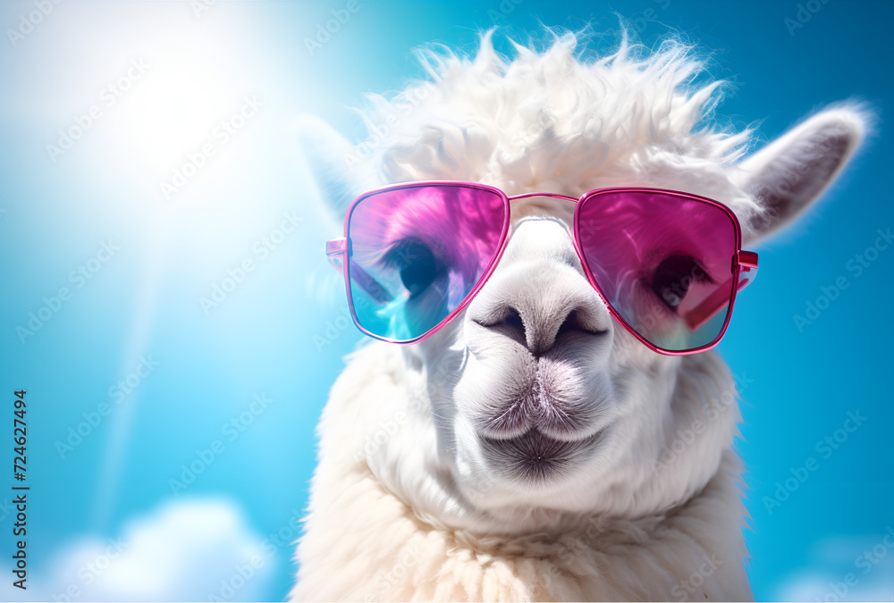 A llama wearing sunglasses