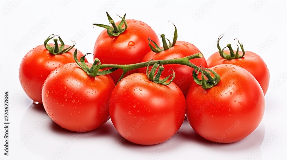 Ripe red tomatoes with water droplets set against a black background Ripe red tomatoes with water droplets set against a black background