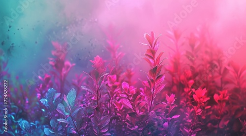 Space of purple night sky with plants