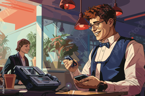 contactless payment in a cafe